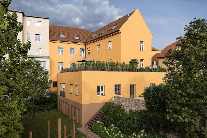 Moderní bydlení s privátní zahradou pro vás stavíme v centru Jihlavy na ulici Divadelní. - foto 1 z 5